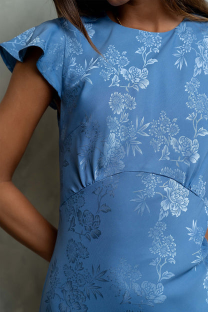Farida Tiered Ruffle Maxi Dress - Blue Floral