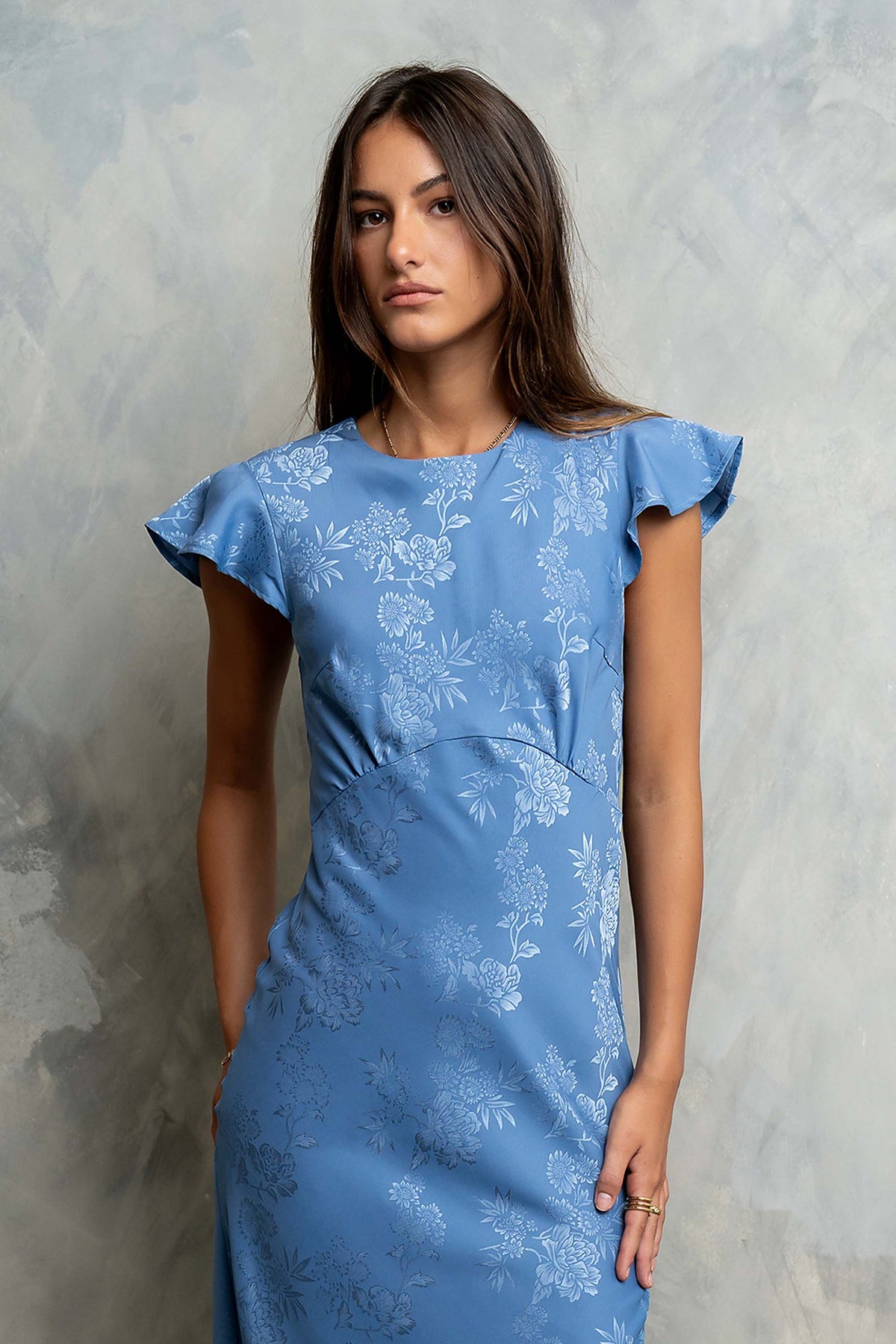 Farida Tiered Ruffle Maxi Dress - Blue Floral