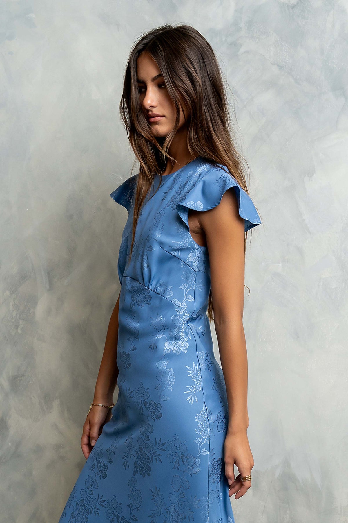 Farida Tiered Ruffle Maxi Dress - Blue Floral