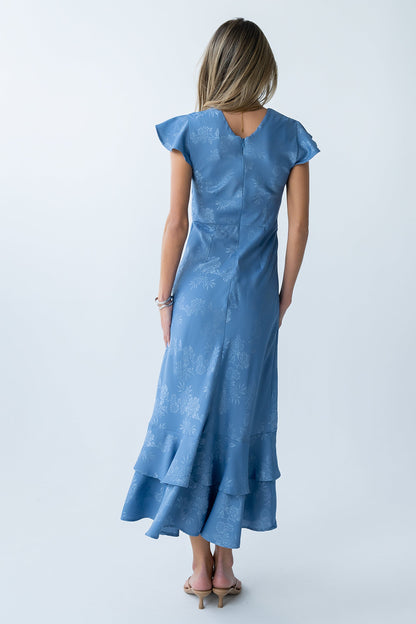 Farida Tiered Ruffle Maxi Dress - Blue Floral