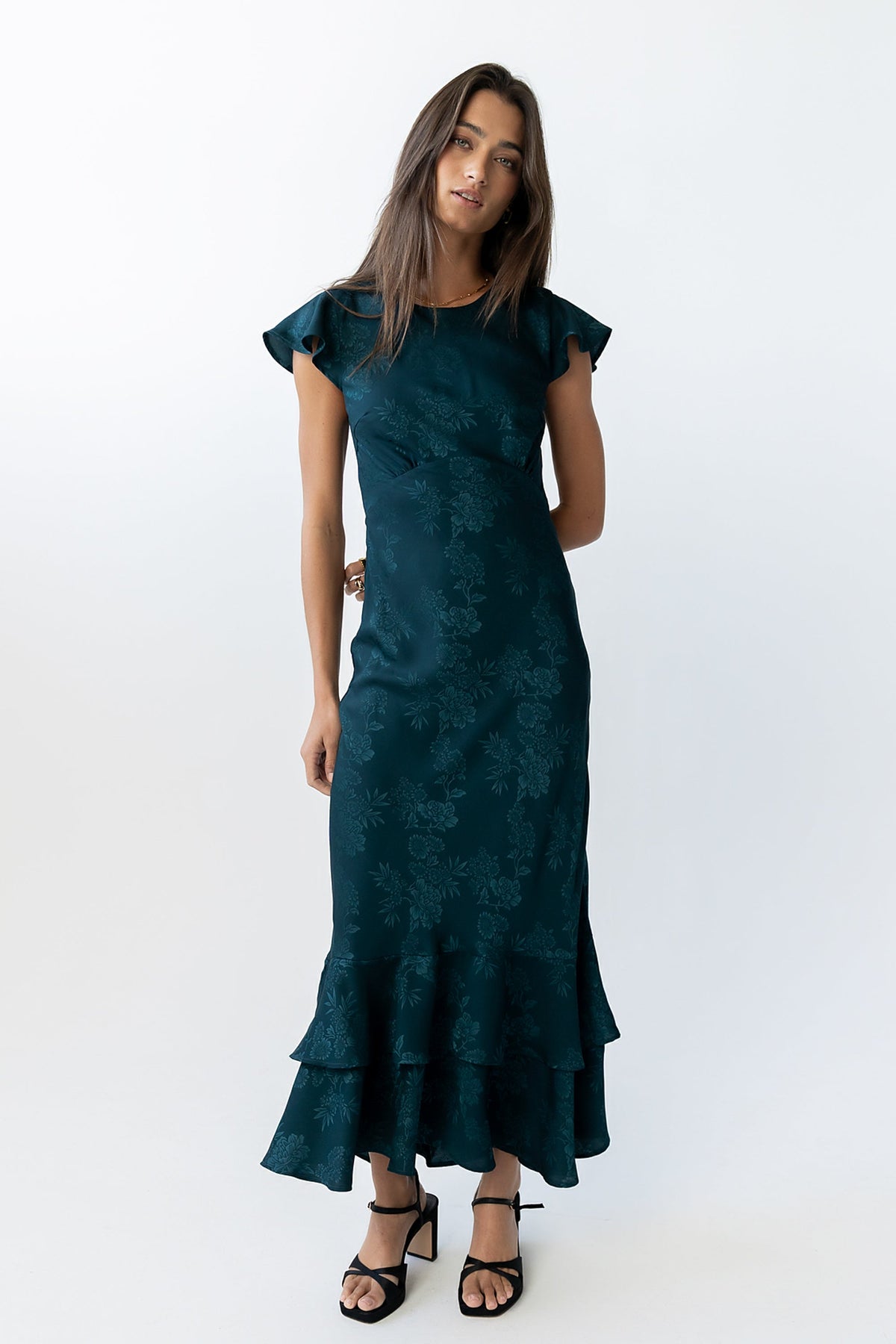 Farida Tiered Ruffle Maxi Dress - Deep Teal
