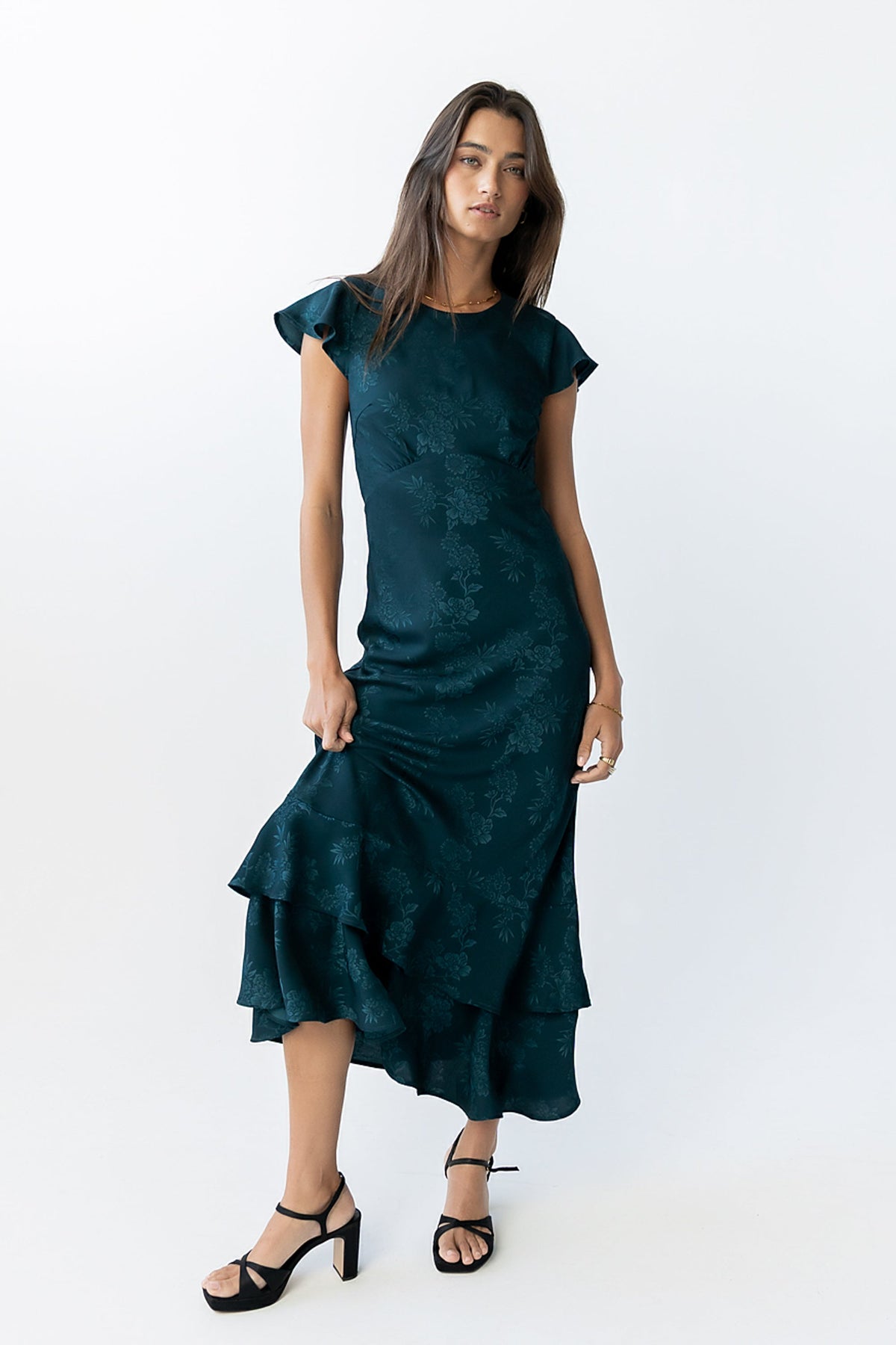 Farida Tiered Ruffle Maxi Dress - Deep Teal