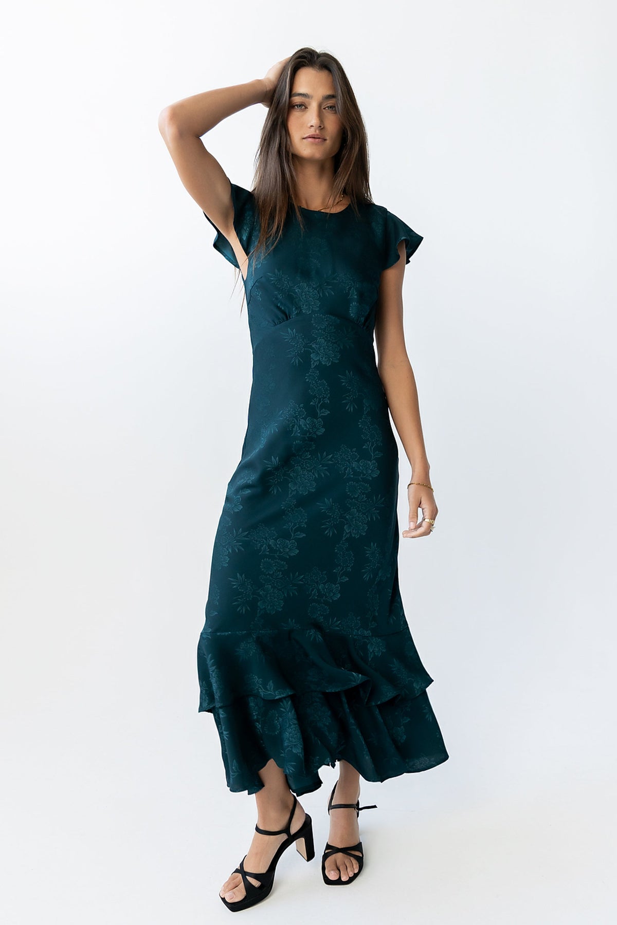 Farida Tiered Ruffle Maxi Dress - Deep Teal