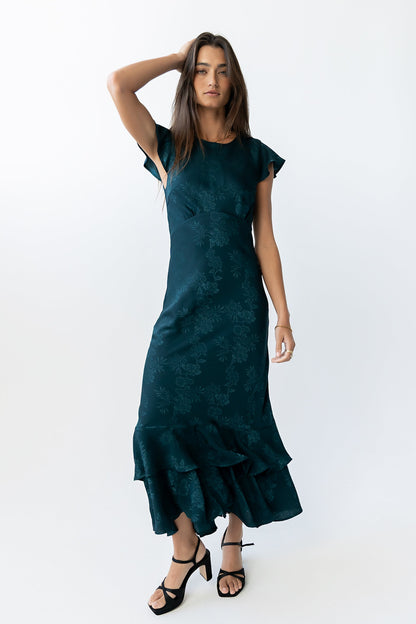 Farida Tiered Ruffle Maxi Dress - Deep Teal