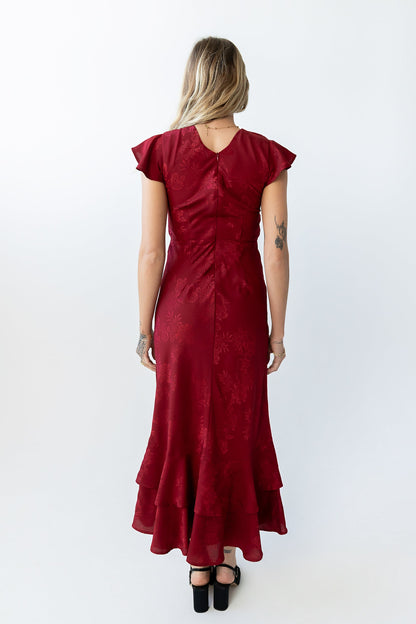 Farida Tiered Ruffle Maxi Dress - Red