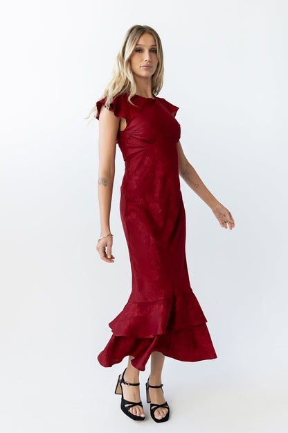 Farida Tiered Ruffle Maxi Dress - Red