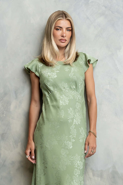 Farida Tiered Ruffle Maxi Dress - Sage Green