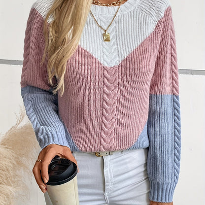 Filomena Colorblock Knit Sweater - Pink Colorblock