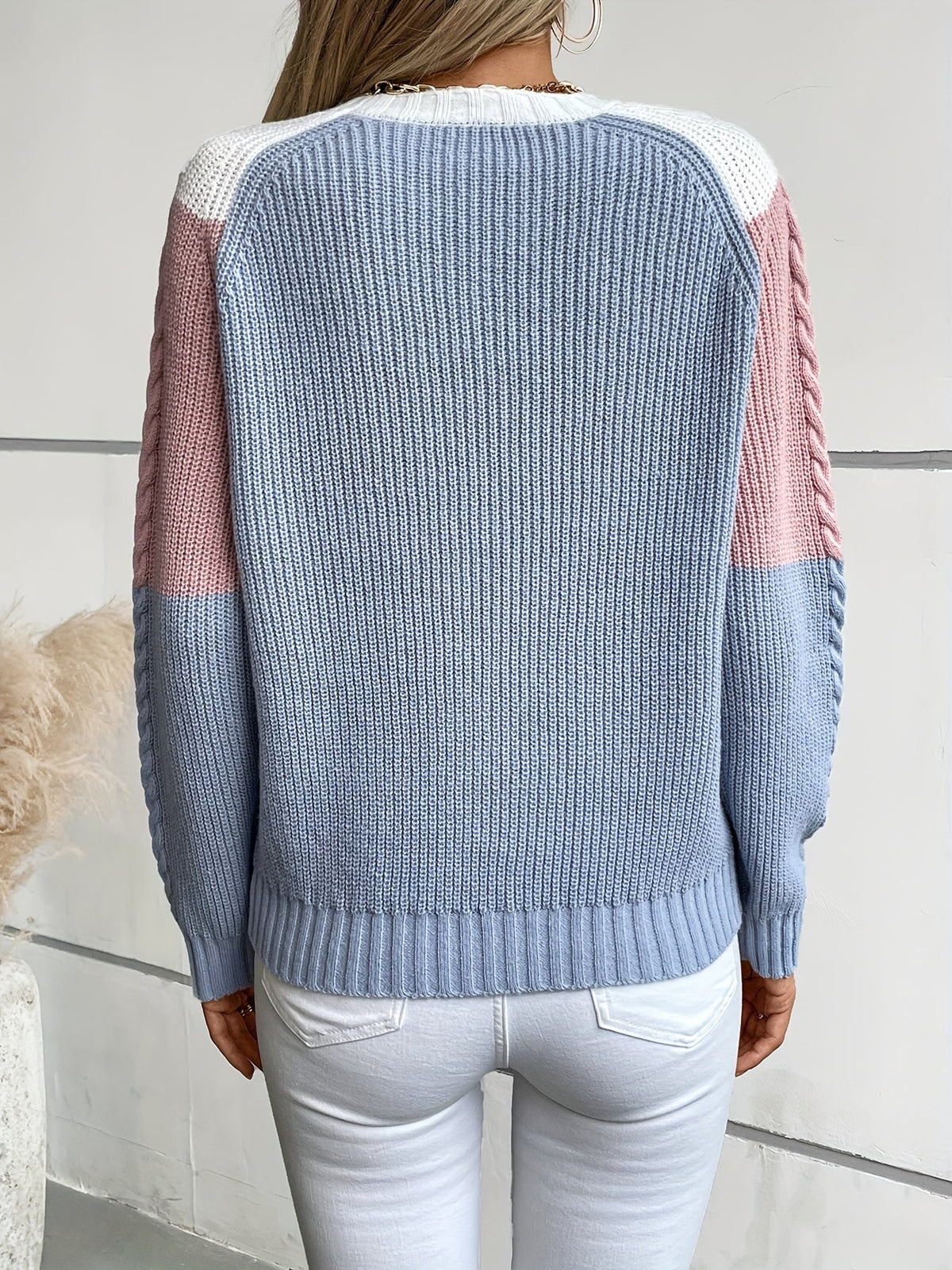 Filomena Colorblock Knit Sweater - Pink Colorblock
