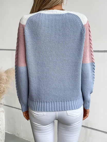 Filomena Colorblock Knit Sweater - Pink Colorblock
