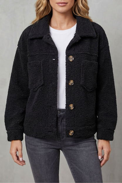 Floretta Teddy Fleece Button Up Jacket