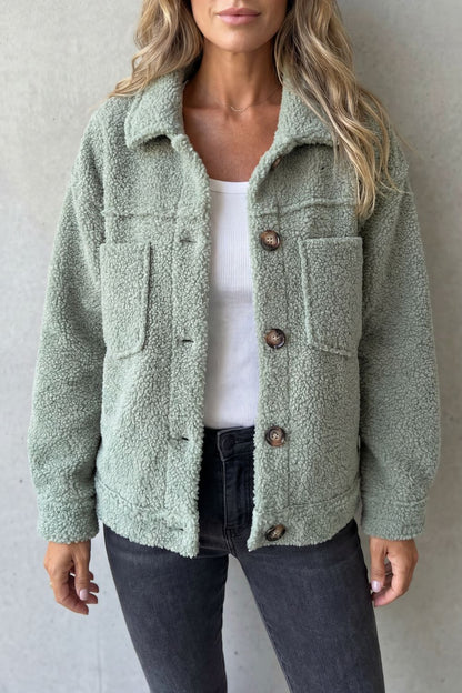 Floretta Teddy Fleece Button Up Jacket
