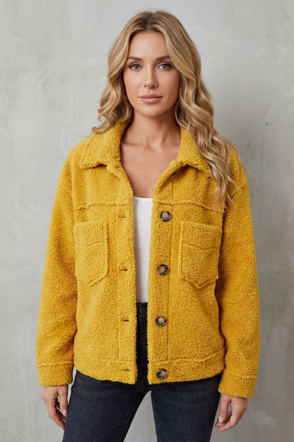 Floretta Teddy Fleece Button Up Jacket