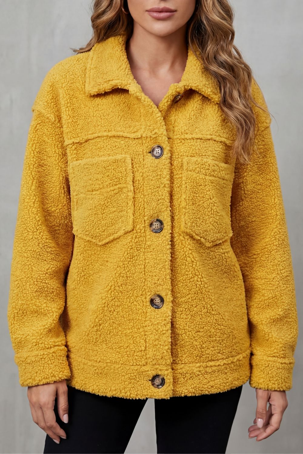 Floretta Teddy Fleece Button Up Jacket