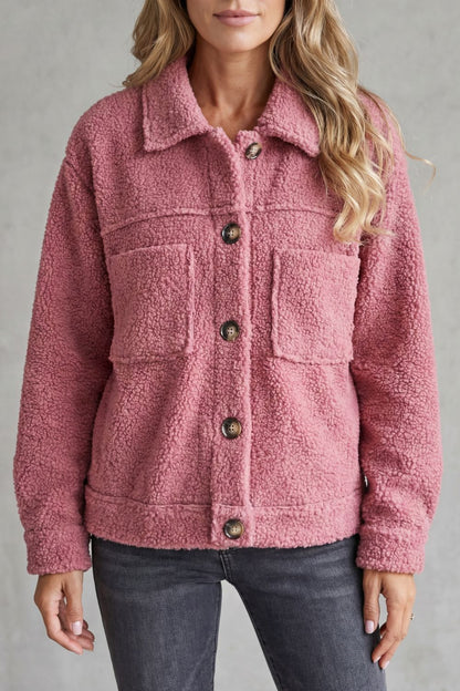 Floretta Teddy Fleece Button Up Jacket