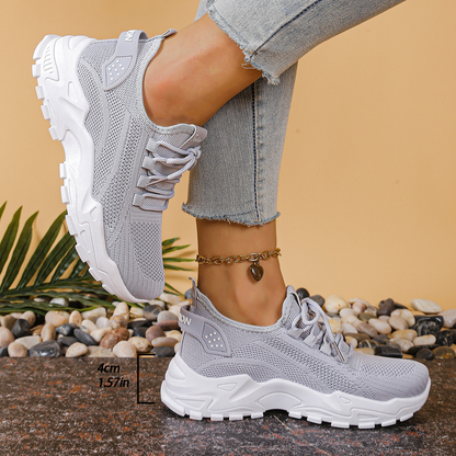 Florine Wide-Toe Sneakers - Gray