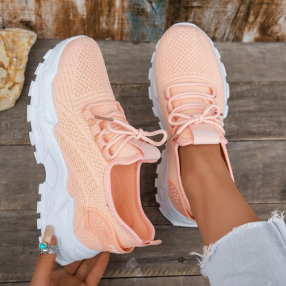 Florine Wide-Toe Sneakers - Peach