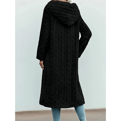 Frida Longline Hooded Coat - Black
