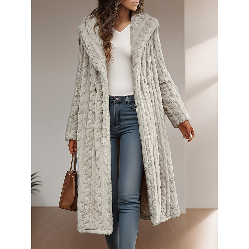 Frida Longline Hooded Coat - Oatmeal