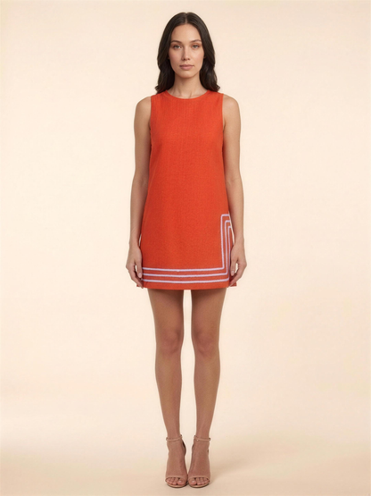 Gelsey Sleeveless A-Line Shift Mini Dress - Orange
