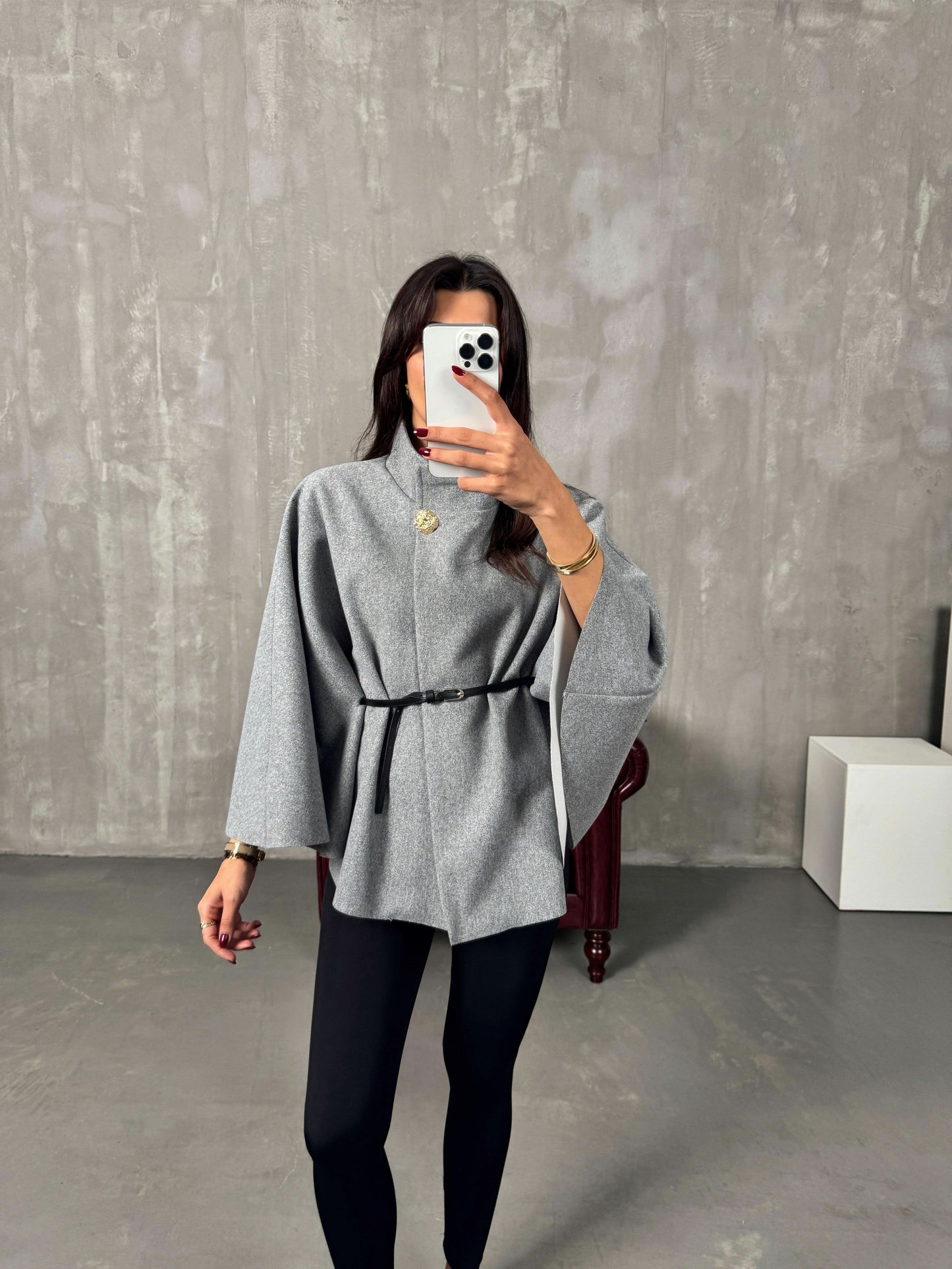 Gina Belted Poncho Jacket