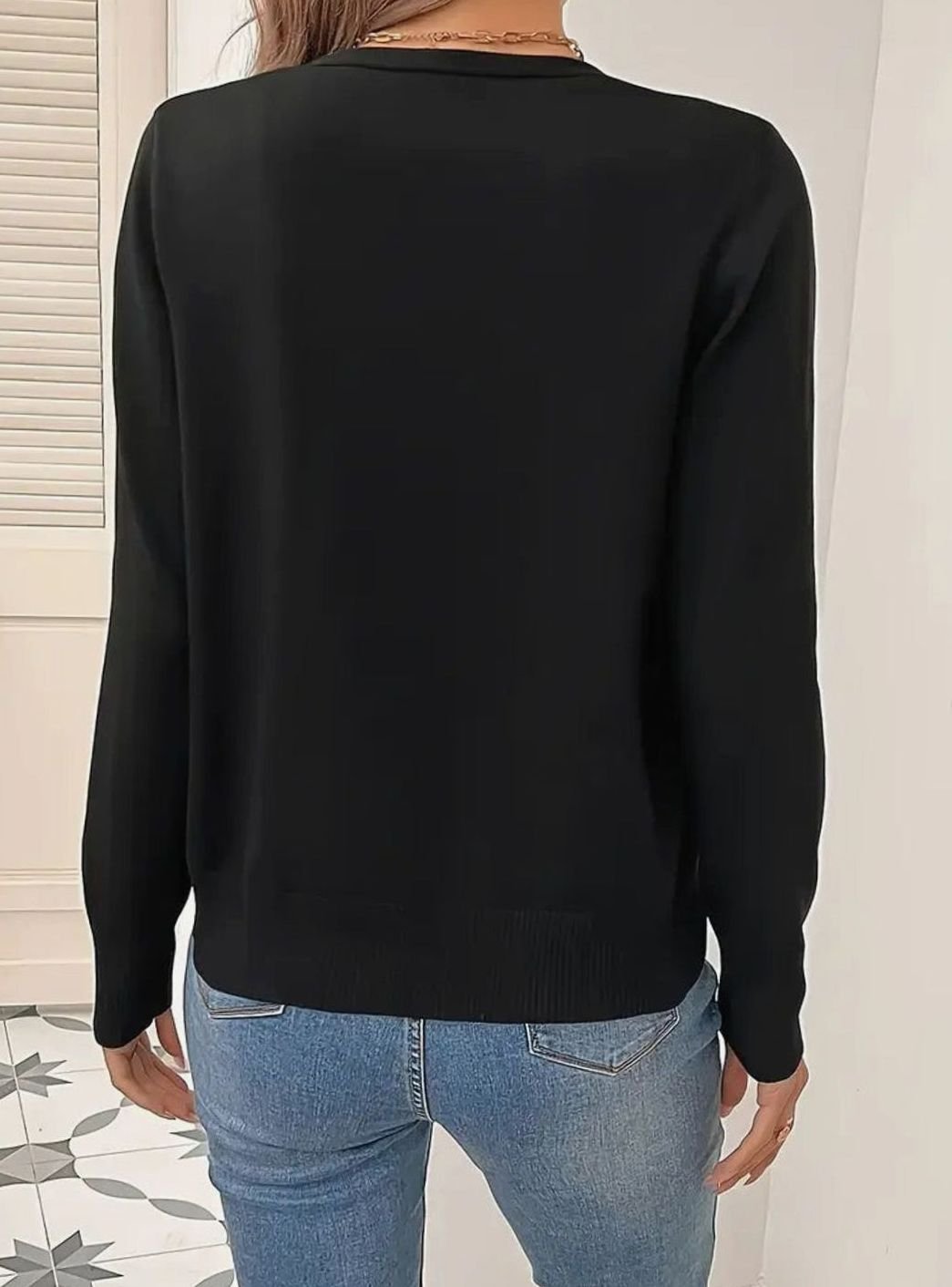 Ginny V-Neck Button Front Cardigan - Black