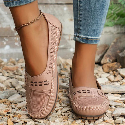 Giuliana Perforated Loafers - Light Pink
