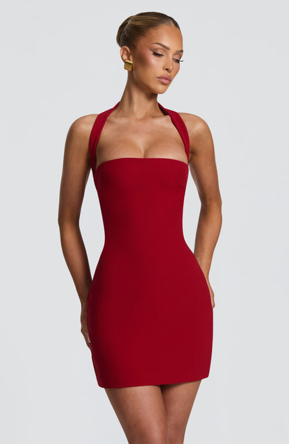 Gloriana Strapless Lace-Up Back Mini Dress - Cherry Red