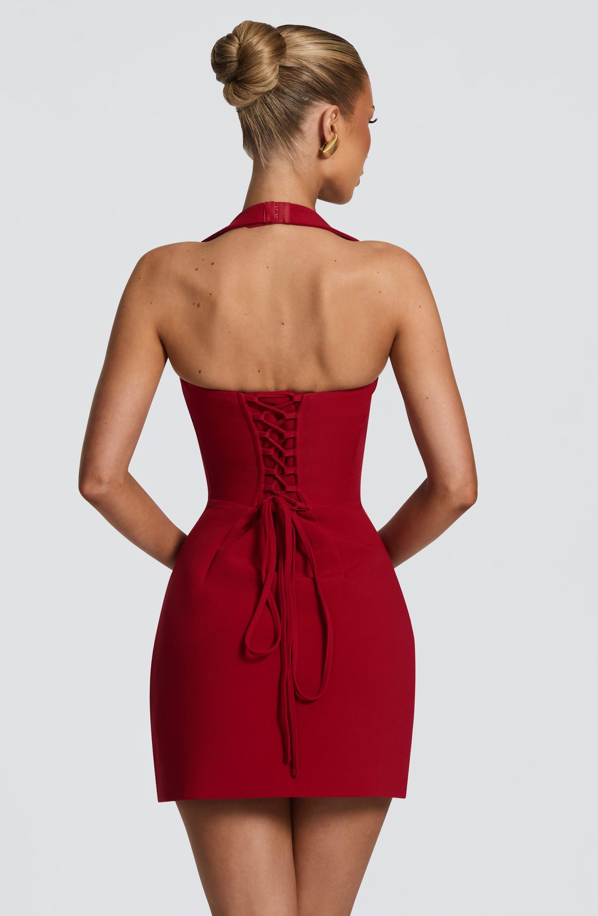 Gloriana Strapless Lace-Up Back Mini Dress - Cherry Red