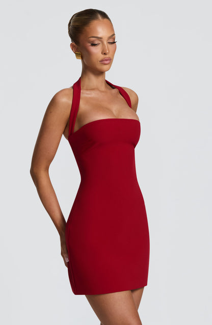 Gloriana Strapless Lace-Up Back Mini Dress - Cherry Red