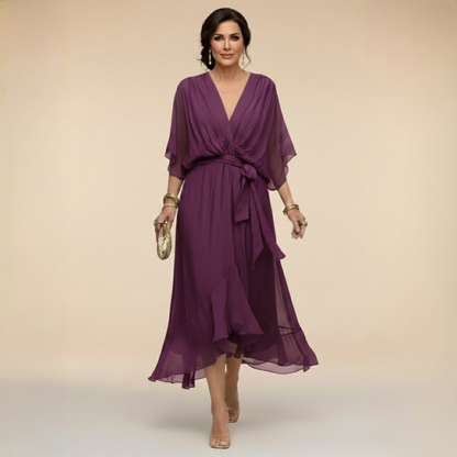 Halle Wrap Midi Dress - Plum