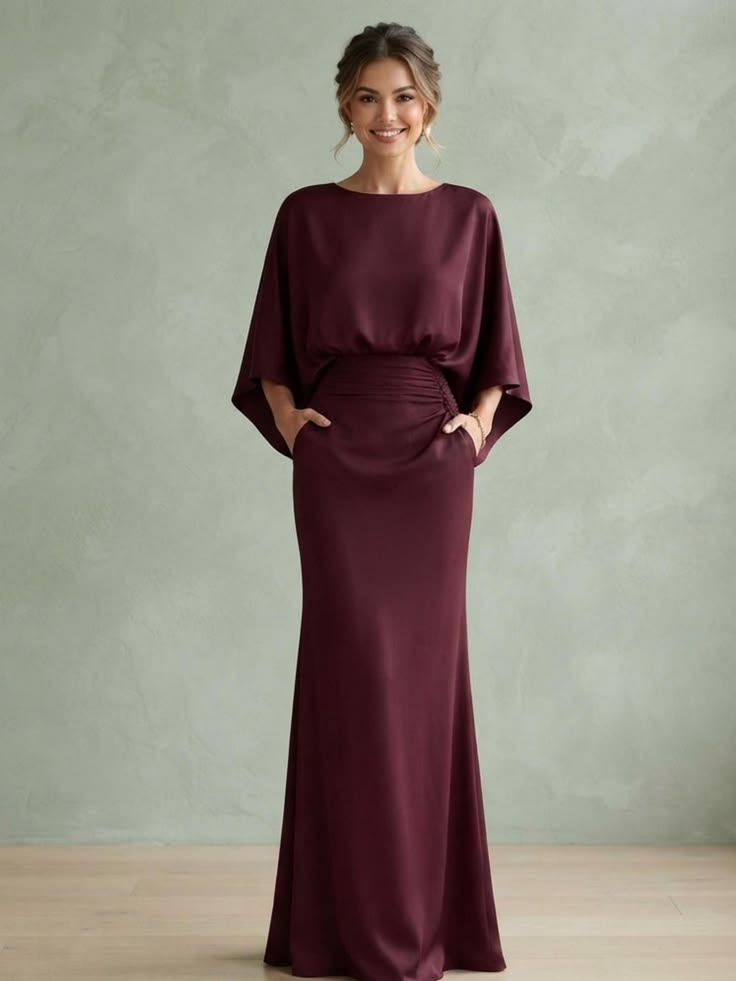 Helaine Batwing Sleeve Maxi Dress - Plum
