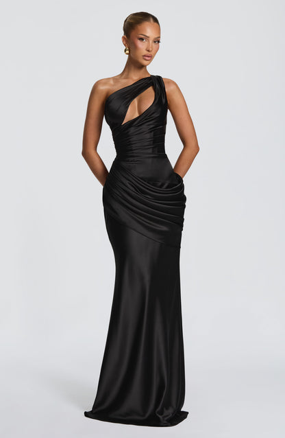 Helena Cutout Plunge Maxi Dress - Black