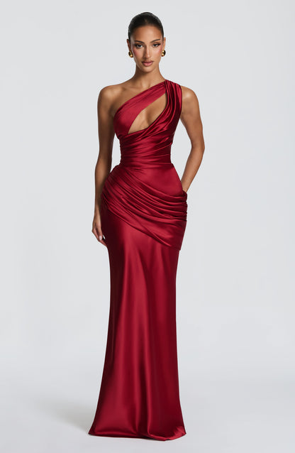 Helena Cutout Plunge Maxi Dress - Red