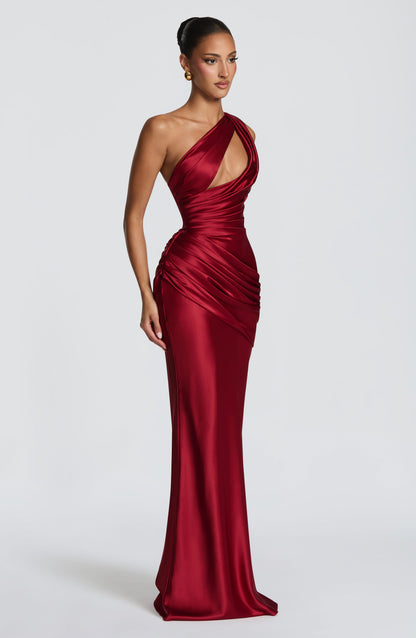 Helena Cutout Plunge Maxi Dress - Red