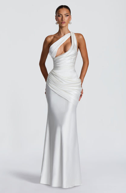 Helena Cutout Plunge Maxi Dress - White