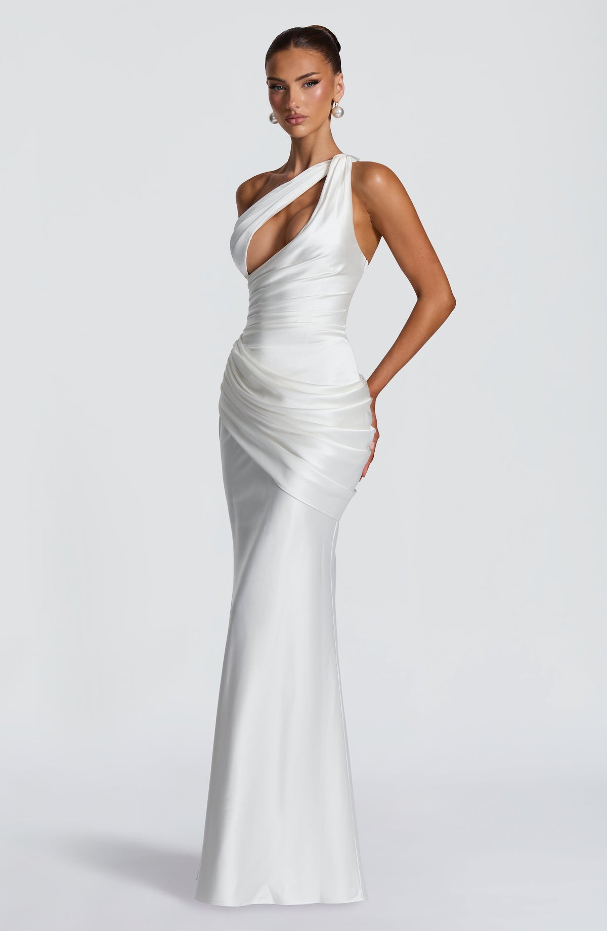 Helena Cutout Plunge Maxi Dress - White