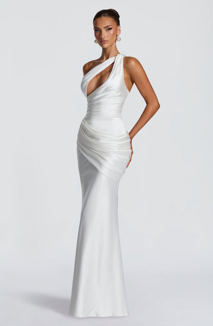 Helena Cutout Plunge Maxi Dress - White