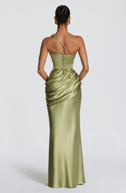 Helena Cutout Plunge Maxi Dress - Green