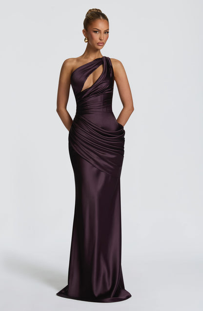 Helena Cutout Plunge Maxi Dress - Brown
