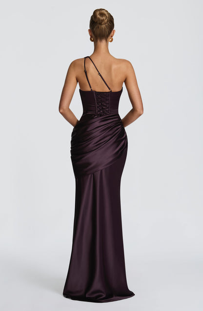 Helena Cutout Plunge Maxi Dress - Brown