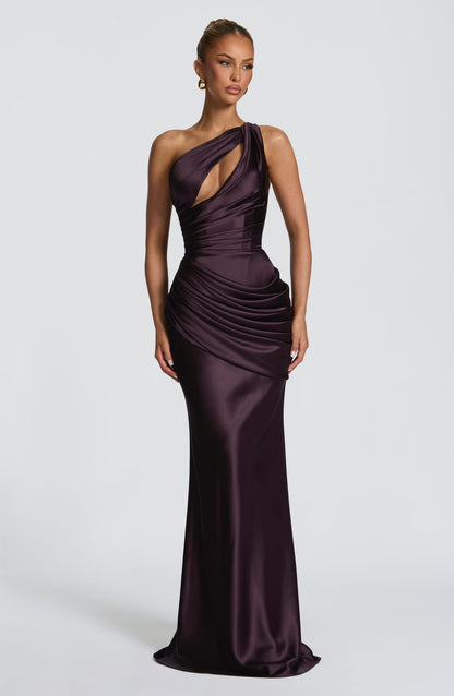 Helena Cutout Plunge Maxi Dress - Brown
