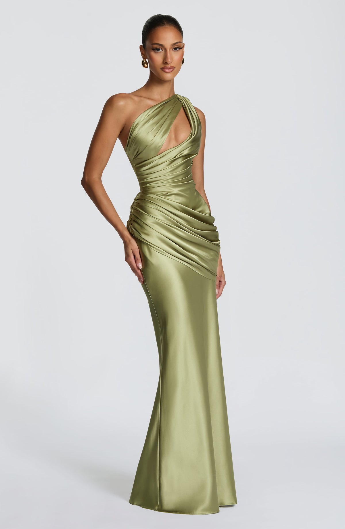 Helena Cutout Plunge Maxi Dress - Green