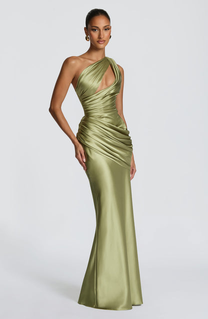 Helena Cutout Plunge Maxi Dress - Green