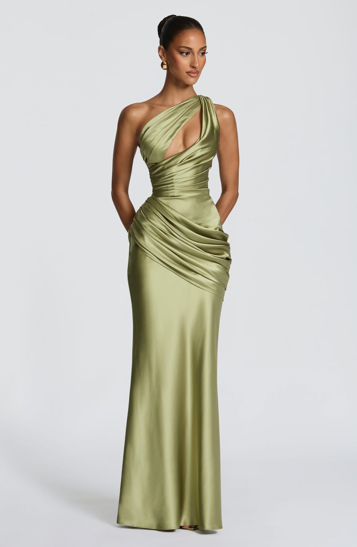 Helena Cutout Plunge Maxi Dress - Green