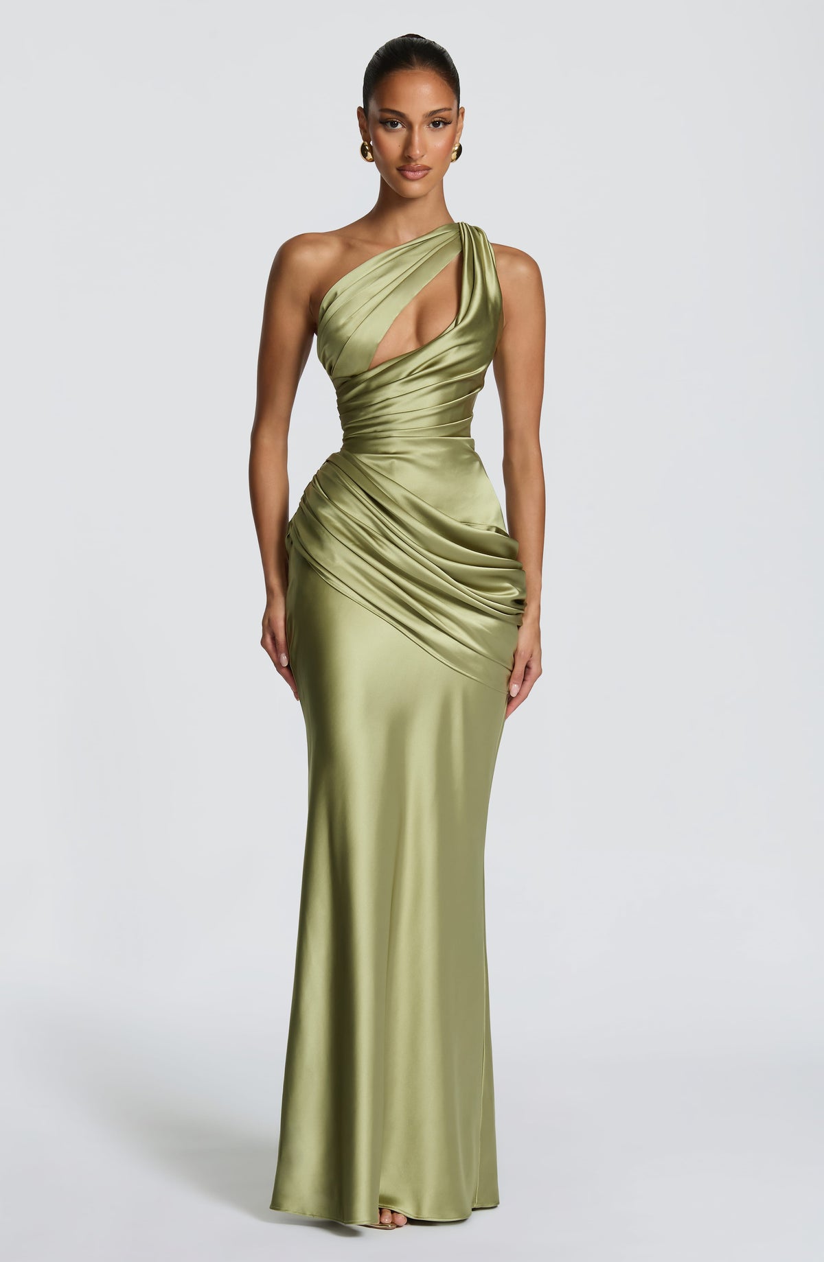 Helena Cutout Plunge Maxi Dress - Green