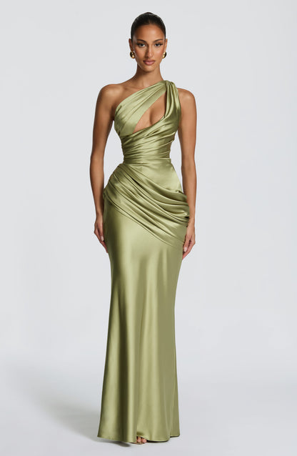Helena Cutout Plunge Maxi Dress - Green