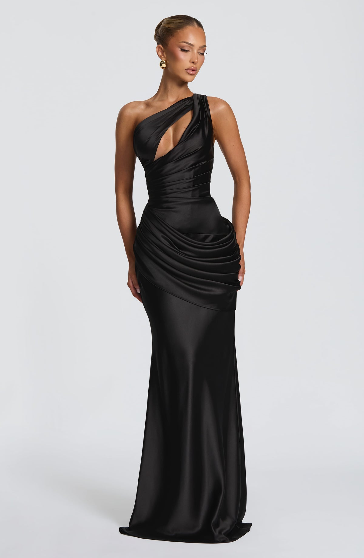 Helena Cutout Plunge Maxi Dress - Black