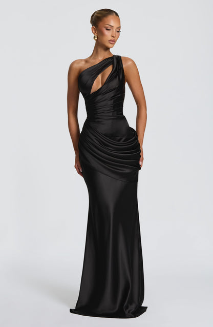 Helena Cutout Plunge Maxi Dress - Black