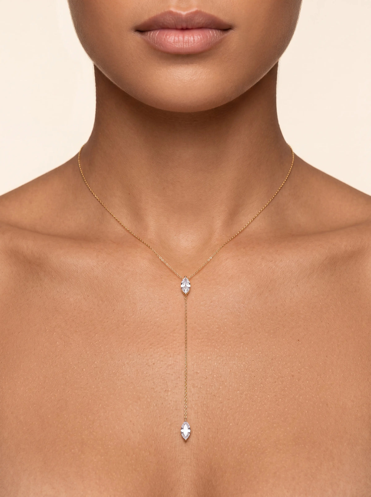 Helia Marquise Lariat Necklace - Gold